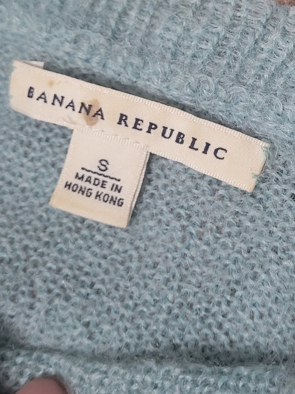 Y2K Banana Republic Aqua Mohair V-Neck Fitted Tank w/ Velvet Waist Tie